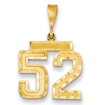 Number 52 Charm 14k Gold Medium Diamond-cut  MN52, MPN: MN52, 883957139326