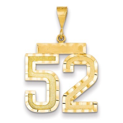 Number 52 Charm 14k Gold Large Diamond-cut LN52, MPN: LN52, 883957122434