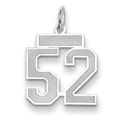 Number 52 Charm Small Satin 14k white Gold WSS52, MPN: WSS52, 883957071923