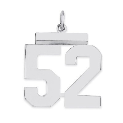 Pendant Number 52 Polished Sterling Silver Medium QMS52, MPN: QMS52, 191101278242