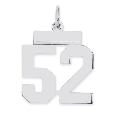 Pendant Number 52 Polished Sterling Silver Small QSS52, MPN: QSS52, 883957101453