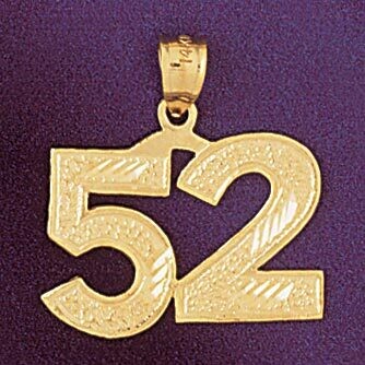 Dazzlers Jewelry Number 52 Pendant Necklace Charm Bracelet in Yellow, White or Rose Gold 950952, MP…