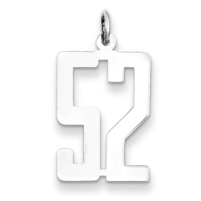 Charm Number 52 Elongated Pol Sterling Silver Small QES52, MPN: QES52, 191101190346