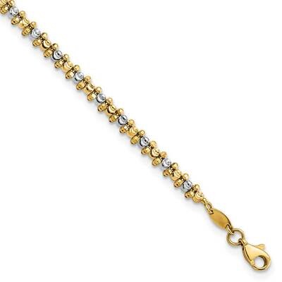 Diamond-Cut Beaded Bracelet 14k Two-Tone Gold FB1904-7.25, MPN: FB1904-7.25, 883957812878