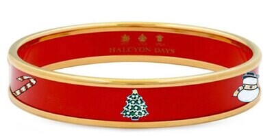 Halcyon Days 1cm Festive Fun Red Enamel Bangle Bracelet Medium Bangle Bracelet PBFFR0610GM, MPN: PB…