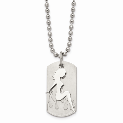 Girl Dog Tag 22 Inch Necklace Stainless Steel SRN321-22 by Chisel, MPN: SRN321-22, 883957750446