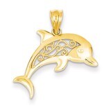 Filigree Dolphin Pendant 14k Gold K4877, MPN: K4877, 883957146546