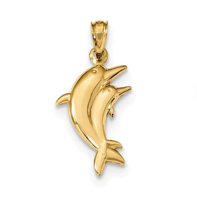 Dolphin Pair Pendant 14k Gold K6027, MPN: K6027, 883957761787