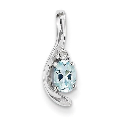 Aquamarine Diamond Pendant 14k White Gold Genuine XBS384, MPN: XBS384, 883957413822