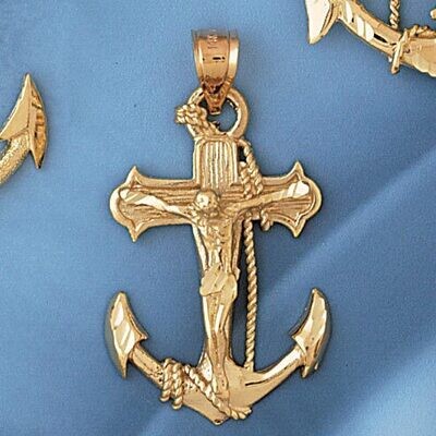 Dazzlers Jewelry Jesus Christ on Cross Anchor Pendant Necklace Charm Bracelet in Yellow, White or R…
