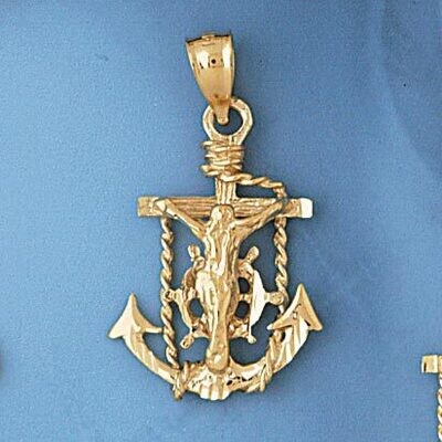 Dazzlers Jewelry Jesus Christ on Cross Anchor Pendant Necklace Charm Bracelet in Yellow, White or R…