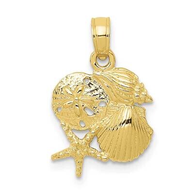 Solid Polished Mini Shell Cluster Pendant 10k Gold 10D1389, MPN: 10D1389,