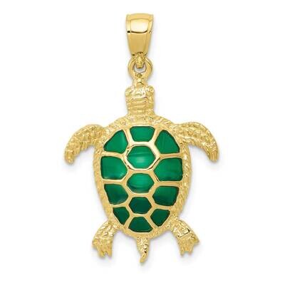 Green Enameled Sea Turtle Pendant 10k Gold 10K4256, MPN: 10K4256,