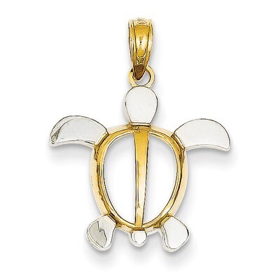 Sea Turtle Pendant 14K Gold &amp; Rhodium K3307, MPN: K3307, 637218132195