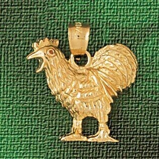 Dazzlers Jewelry Rooster Pendant Necklace Charm Bracelet in Yellow, White or Rose Gold 2969, MPN: D…