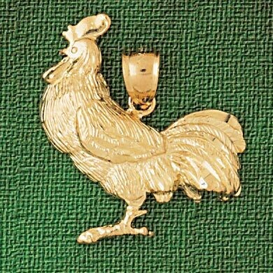 Dazzlers Jewelry Rooster Pendant Necklace Charm Bracelet in Yellow, White or Rose Gold 2965, MPN: D…