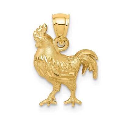 Diamond-cut Rooster Pendant 14k Gold Satin D4592, MPN: D4592, 883957727349