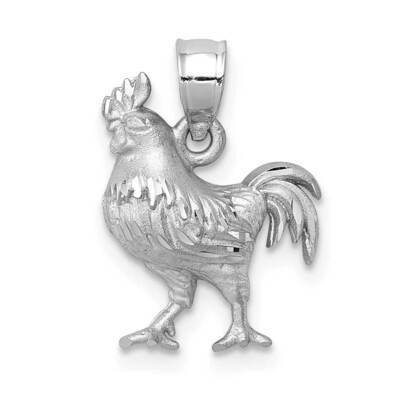 Satin Diamond-cut Rooster Pendant 14k White Gold D4593, MPN: D4593, 883957219905