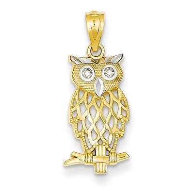 Owl Pendant 14k Gold &amp; Rhodium C3495, MPN: C3495, 886774072456