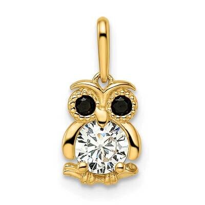Black &amp; White CZ Diamond Owl Pendant 14k Gold GK1092 by Madi K, MPN: GK1092,