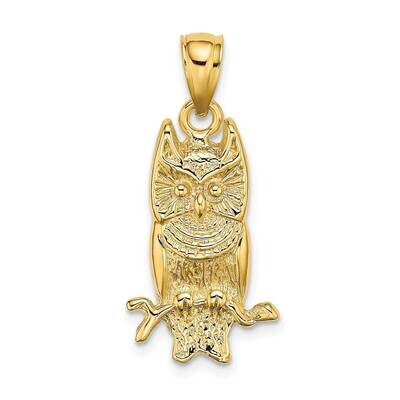 Textured Owl Charm 14k Gold 2-D K6516, MPN: K6516, 637218001521
