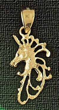 Dazzlers Jewelry Unicorn Head Pendant Necklace Charm Bracelet in Yellow, White or Rose Gold 1884, M…