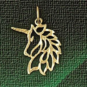 Dazzlers Jewelry Unicorn Head Pendant Necklace Charm Bracelet in Yellow, White or Rose Gold 1882, M…