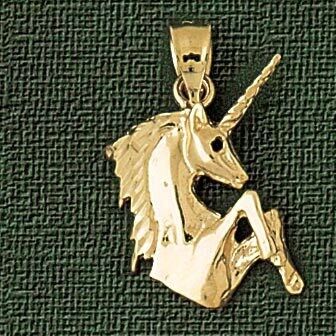 Dazzlers Jewelry Unicorn Head Pendant Necklace Charm Bracelet in Yellow, White or Rose Gold 1879, M…