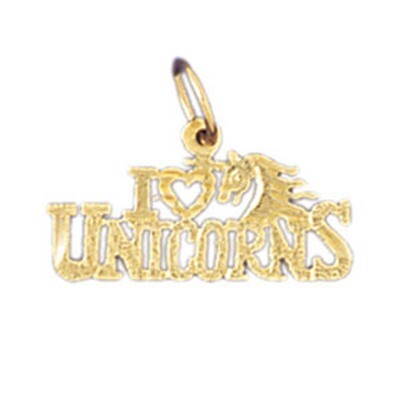 Dazzlers Jewelry I Love Unicorns Pendant Necklace Charm Bracelet in Yellow, White or Rose Gold 1078…