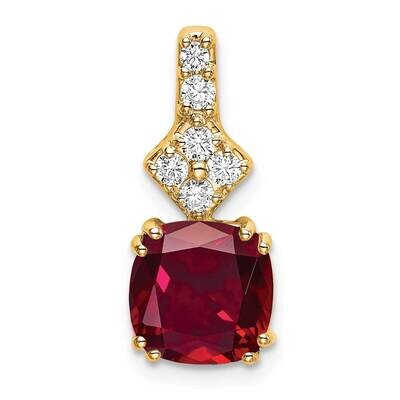 Created Ruby Pendant 14k Gold Lab Grown Diamond PM7515-CRU-020-YLG, MPN: PM7515-CRU-020-YLG, 883957…