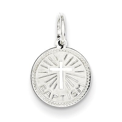 Baptism Disc Charm Sterling Silver QC2403, MPN: QC2403, 191101181283