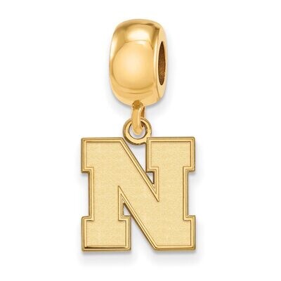 University of Nebraska Small Bead Charm Gold-plated Silver GP066UNE, MPN: GP066UNE, 886774952697