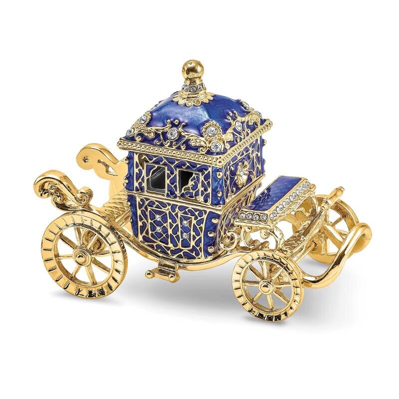 Royal Blue Carriage Trinket Box Bejeweled BJ4079 - HomeBello