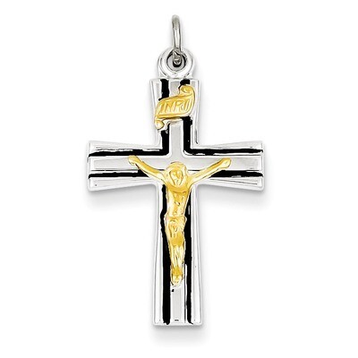 Vermeil INRI Crucifix Charm Sterling Silver QC3394, MPN: QC3394, 883957478937
