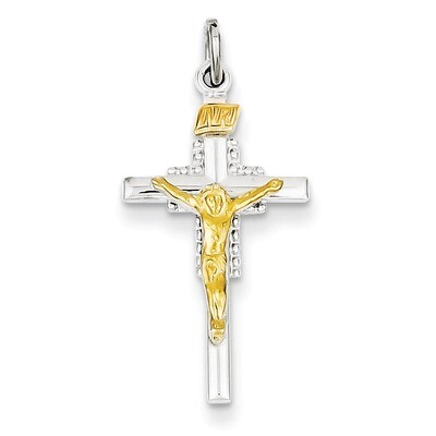 Vermeil INRI Crucifix Charm Sterling Silver QC3385, MPN: QC3385, 883957495743