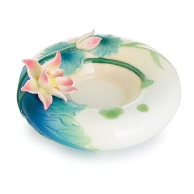 Franz Porcelain Peaceful Lotus Sculptured Porcelain Tealite Holder FZ02572, MPN: FZ02572,
