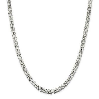 6mm Byzantine Chain 28 Inch Sterling Silver QBZ150-28, MPN: QBZ150-28,
