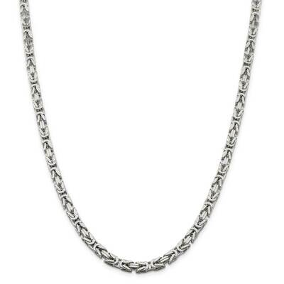 5mm Byzantine Chain 28 Inch Sterling Silver QBZ120-28, MPN: QBZ120-28,