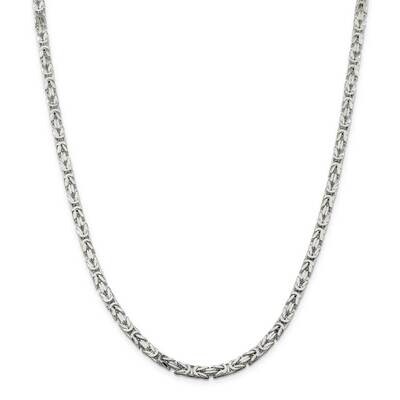 4.25mm Byzantine Chain 26 Inch Sterling Silver QBZ100-26, MPN: QBZ100-26,