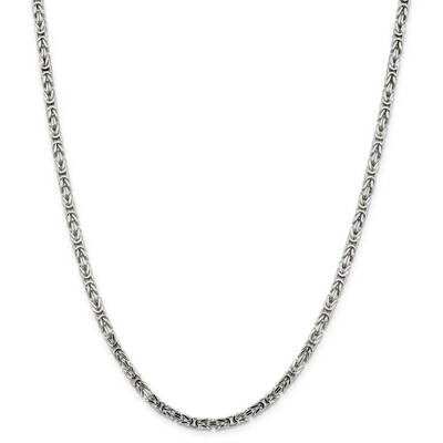 3.25mm Byzantine Chain 22 Inch Sterling Silver QBZ080-22, MPN: QBZ080-22,