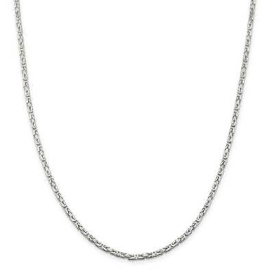 2.5mm Byzantine Chain 28 Inch Sterling Silver QBZ060-28, MPN: QBZ060-28,