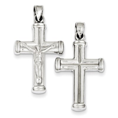 Latin Crucifix Pendant Sterling Silver Rhodium-plated Hollow QC5404, MPN: QC5404, 883957913094