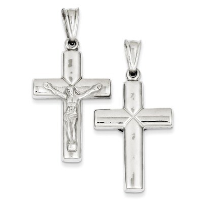Latin Crucifix Pendant Sterling Silver Rhodium-plated Hollow QC5406, MPN: QC5406, 883957913117