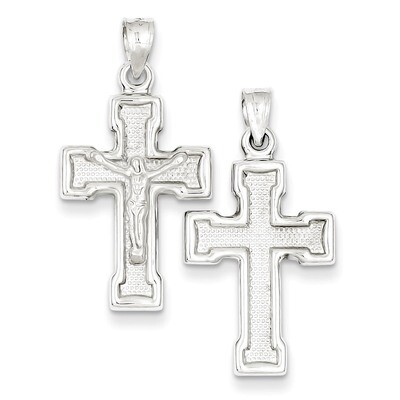 Latin Crucifix Pendant Sterling Silver Rhodium-plated Hollow QC5405, MPN: QC5405, 883957913100