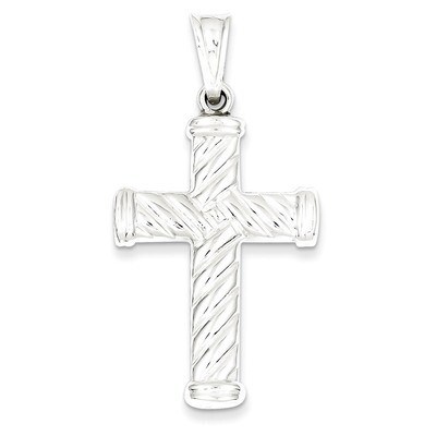 Latin Cross Pendant Sterling Silver Rhodium-plated Hollow QC5418, MPN: QC5418, 883957913230