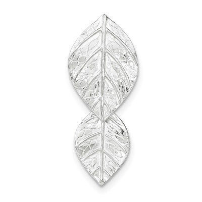 Double Leaf Textured Chain Slide Pendant Sterling Silver QP4160