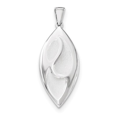 Rhod-pltd Polished-Sand Matte Leaf Pendant Sterling Silver QP4154