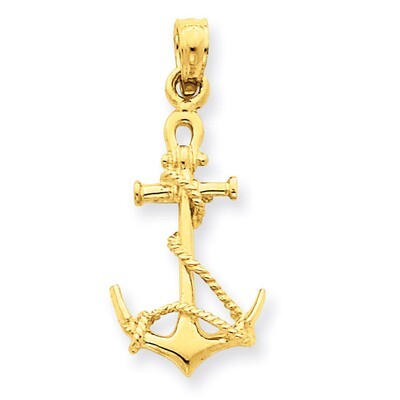 3-D Anchor with Shackle and Entwined Rope Pendant 14k Gold C3344, MPN: C3344, 637218092680