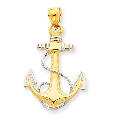 Anchor with Rope Pendant 14k Two-Tone Gold K3081, MPN: K3081, 637218083732