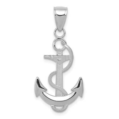 Anchor with Textured Rope Pendant 14k White Gold Polished K5393W, MPN: K5393W, 196904090657